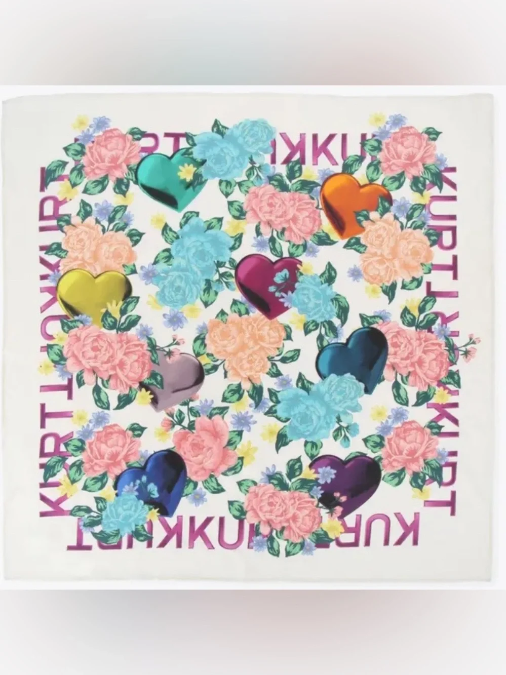 Kurt Geiger Silk Bandana Floral Scarf - Multicolor 40” x 40” NWT